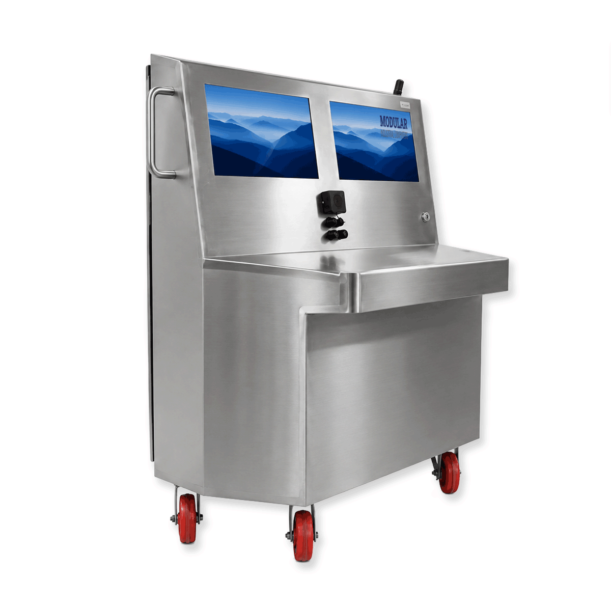 Custom Stainless Steel Dual Monitor Mobile WorkStation