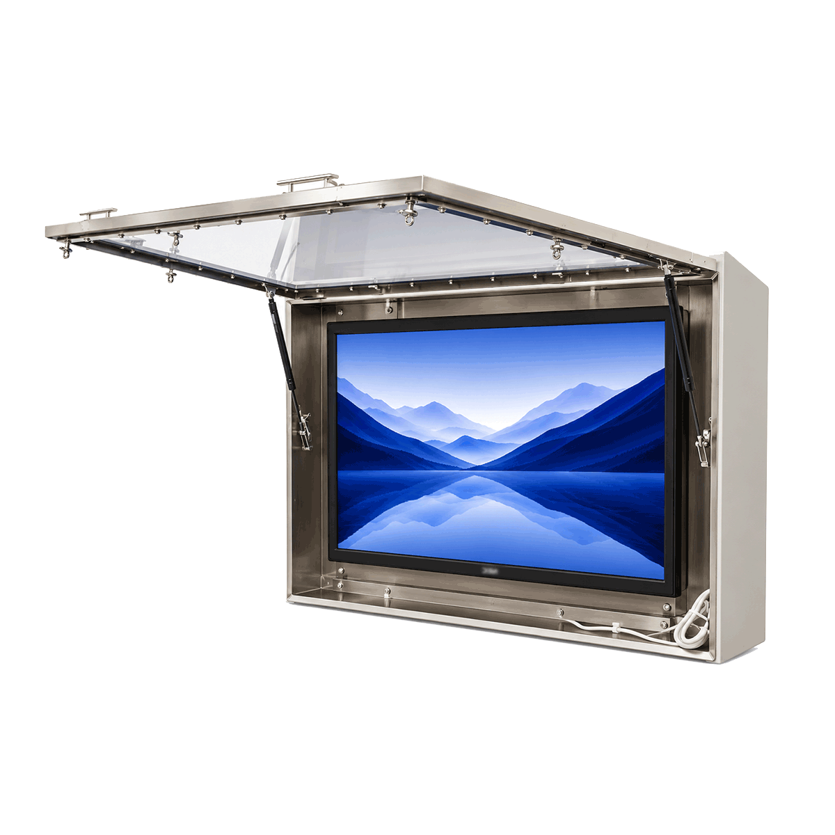 Stainless Steel 70” Large Panel Display Enclosure with Solid State Cooler and Insulation